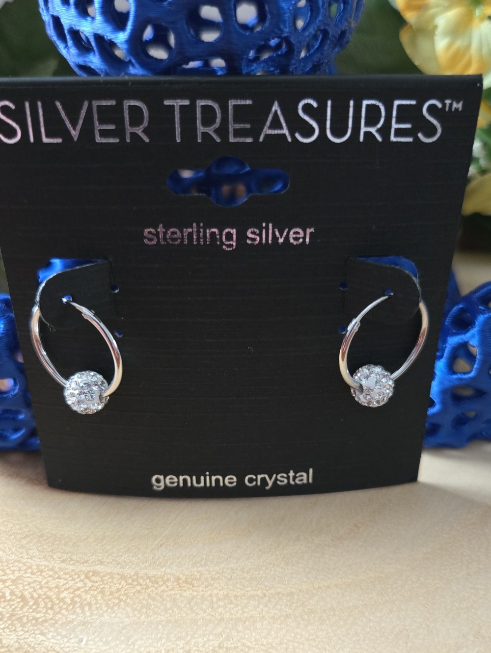 Sterling Silver Crystal Hoop Earrings